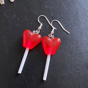 Handmade Heart Lollipop Earrings
